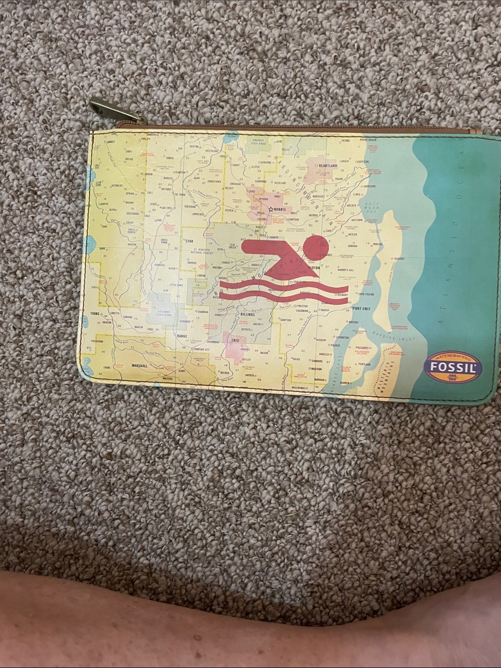 Swim Pouch with Fossil Logo